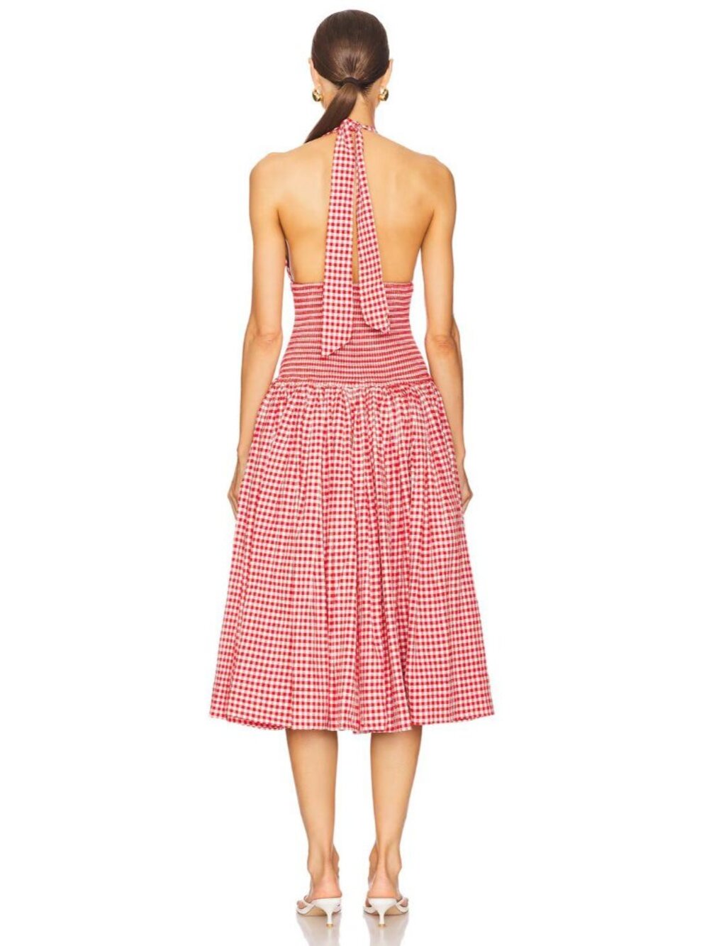 L’ACADEMIE Gwen Midi Dress Red & White Size XS NWT - Picture 3 of 9